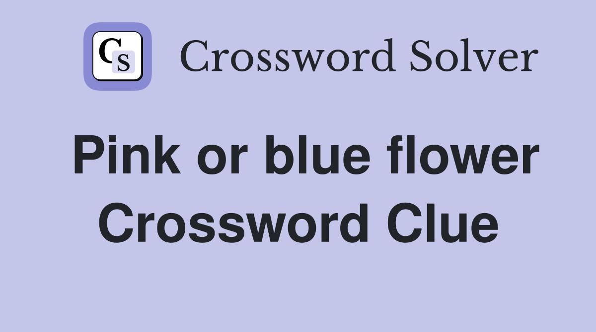Pink or blue flower Crossword Clue Answers Crossword Solver